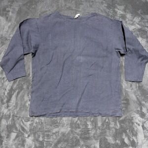 Dosa Top Womens 3 Large Gray Blue 100% Linen 3/4 Sleeve Boat Neck Lagenlook